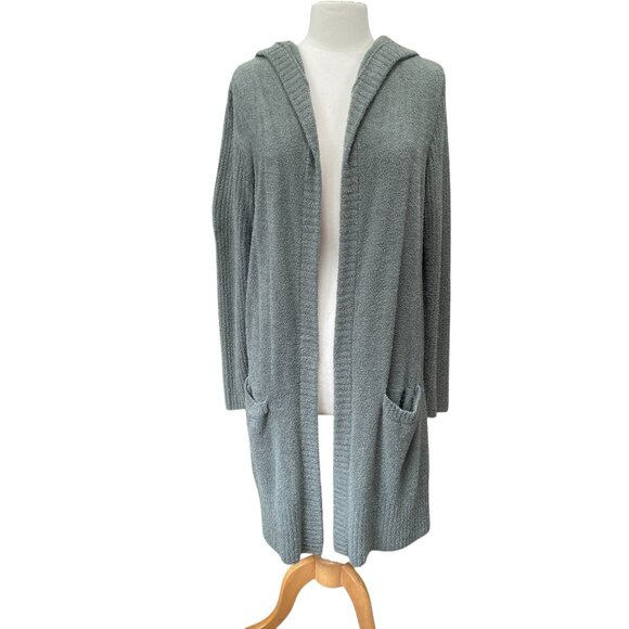 Barefoot Dreams CozyChic Lite Hooded Cardigan Sage Duster Cozy Coastal Lounge-M - Picture 1 of 16